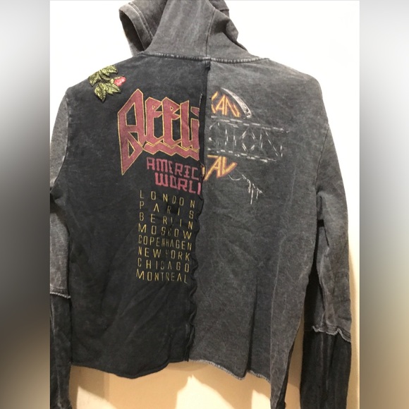 Affliction Women SZ M Cropped Hoodie Long Sleeve Embroidered - Picture 6 of 9